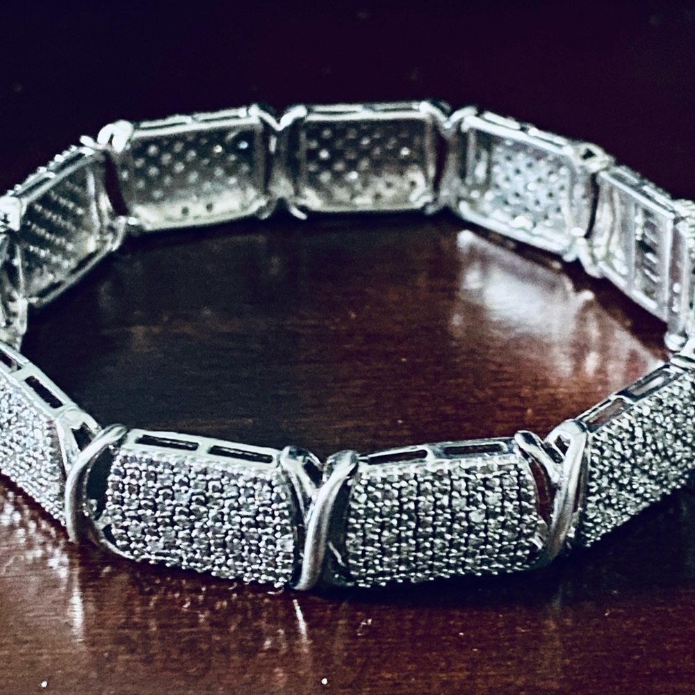 4.40 carats diamonds white gold over silver tennis bracelet